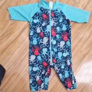 Kids Swimwear with Octopus Print - Blue